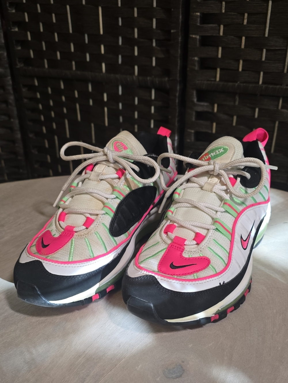 Nike Air Max 98 Watermelon Pink Green White Sneakers CI3709-101 Size 9.5